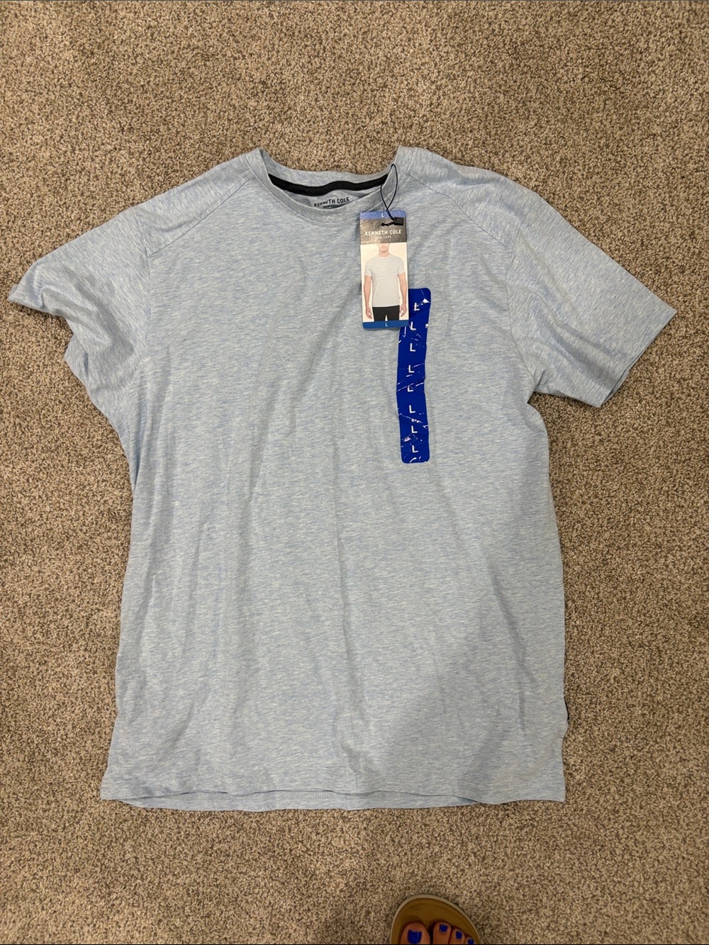 Kenneth Cole Light Heather Blue Crew Neck Short Sleeve Tee